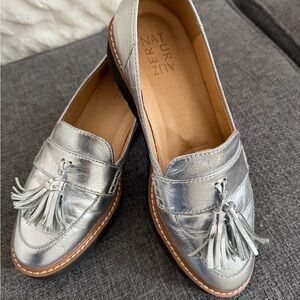 Naturalizer Metallic Silver Loafers with Tassels